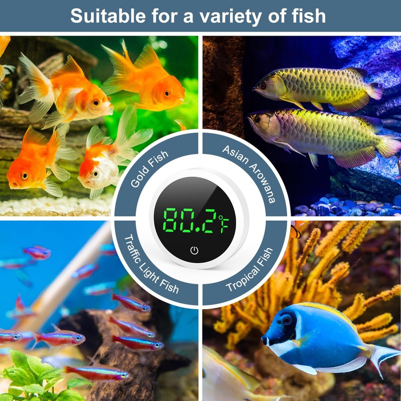 Ankilo Upgraded Aquarium Thermometer, Wireless Digital Fish Tank Thermometer with
