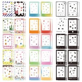 Pack of 60 Photo Frame Stickers, 54 x 86 mm Mini Photo Border Stickers, Colourful Film Photo Frame Stickers, Colourful Photo Album Stickers, Mini Film Fun Stickers, for Instax Mini 3 Inch Photo