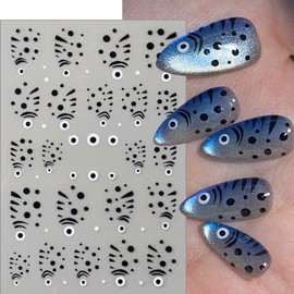 IDDFEVE Spot Fish Nail Stickers - Cute Summer Spotted Fish Pattern Self-Adhesive 3D Nail Decals for Women DIY Sea Manicure (2 Sheets)