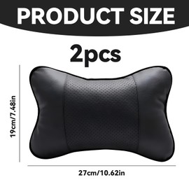Car Neck Pillow, 2 Pieces Leather Car Neck Pillow Neck Rest Pillow Headrest Pillow for Car Seat Headrest Cushion, Car Pillow Neck Support Pillow Headrest Pillow for Head Neck