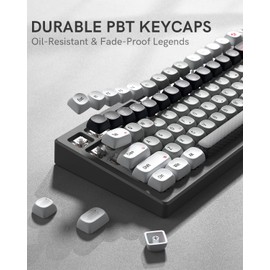 MOA Profile PBT Keycaps,132 Keys Janese Style Gray White Red Keycap Set, Dye-Sublimation, MOA Profile, Cute Anime Theme for Most 60% 65% 75% 80% 100% US Layout Cherry MX Switches Mechanical Keyboard