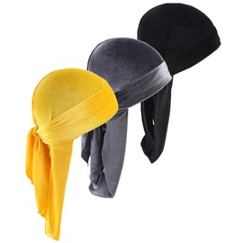 Upsmile Durags Doo Rag Dew Rags for Men 360 Waves 6Pack Velvet Durags Headwear Skull Hat Headwraps for Men Women