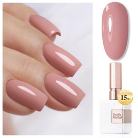 Double Rhythm 15ML Gel Polish Jelly Sheer Pastel Light Milky Color 1 PC 0.53 OZ Bottle UV Nail Polish Art Salon at Home for Women (Pink Rose-B-A1088)
