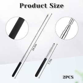 Ptwola 2 Pack Retractable Teachers Pointer Teaching Pointer Stick for Classroom 39.4 Inch Extendable Handheld Whiteboard Pointer Stainless Steel Telescopic Presentation Pointer for Teachers Coach