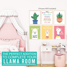 6 Reversible 8x10 Llama Wall Art Prints, Llama Nursery Decor, Llama Birthday Party Supplies, Llama And Cactus Party Decorations, Cactus Classroom Decor, Cactus Bathroom Decor, Llama Classroom Decor