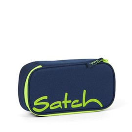 Satch Pencil Case, Large, Divider Compartment, Set Square Toxic Yellow Synthetic, Toxic Yellow - Dark Blue