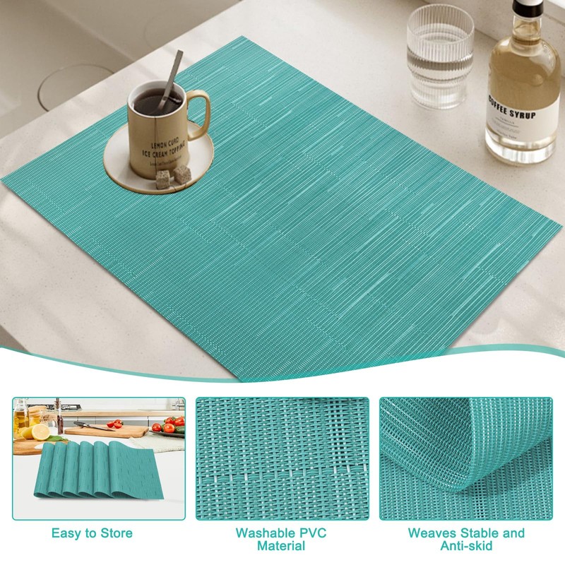 AMFUN Set of 6 Washable Woven Placemats, Waterproof Place Mats