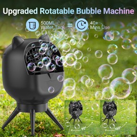 Rechargeable Bubble Machine for Kids Toddlers, Rotatable Bubble Blower with 38000+ Bubbles Per Minute, Automatic Bubble Maker Machine for Toddlers, Bubble Machine for Paties, Birthday Wedding, Black