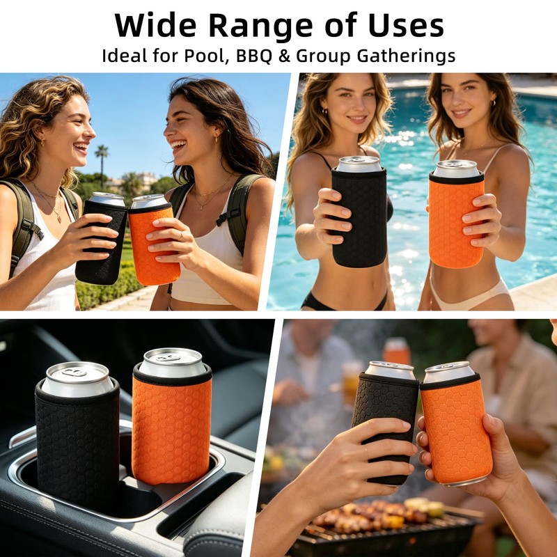 12oz Insulated Slim Can Cooler Sleeves Compatible with BruMate, Non-Slip