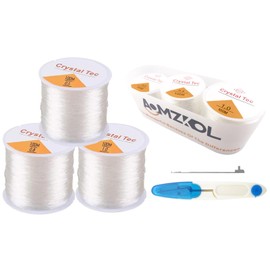 Elastic Stretch Thread for Bracelets, 3 Rolls Elastic Bead Cord, AOMZKOL Stretchy Bracelet String Crystal String Bead Cord for Bracelet, Beading and Jewelry Making