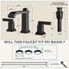 FORIOUS 3 Hole Bathroom Vanity Sink Faucet,Matte Black Waterfall Widespread