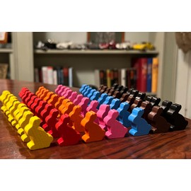 Generisch Rabbit Toy Figures, 70 Pieces & 7 Colours, Board Game Figures, Wooden Board Game Figures, Wooden Board Game Set, Game Figures Set