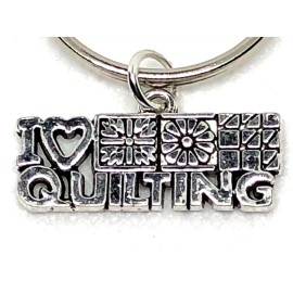 Unbranded I love Quilting keychain silver  tone with keyring gift stocking stuffer  #31