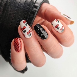 Maniology Rockabilly Nail Stamping Plate, Spooky Retro Style Stamp Plates, Vintage 50's Glam Manicure Deisgns, Undead Punk Rock DIY Patterns