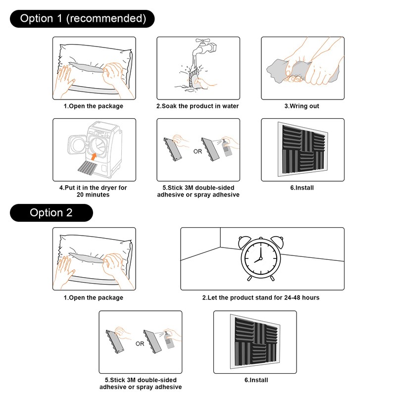 JBER 24 Pack 2" X 12" X 12" Acoustic Foam