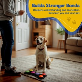 Dog Buttons for Communication with Mat & Clicker – 30s Recordable Dog Buttons Talk, Talking Buttons for Dogs, Gift for Dog Owners with Training Guide, Custom Stickers, and Clear Sound (6-Pack)