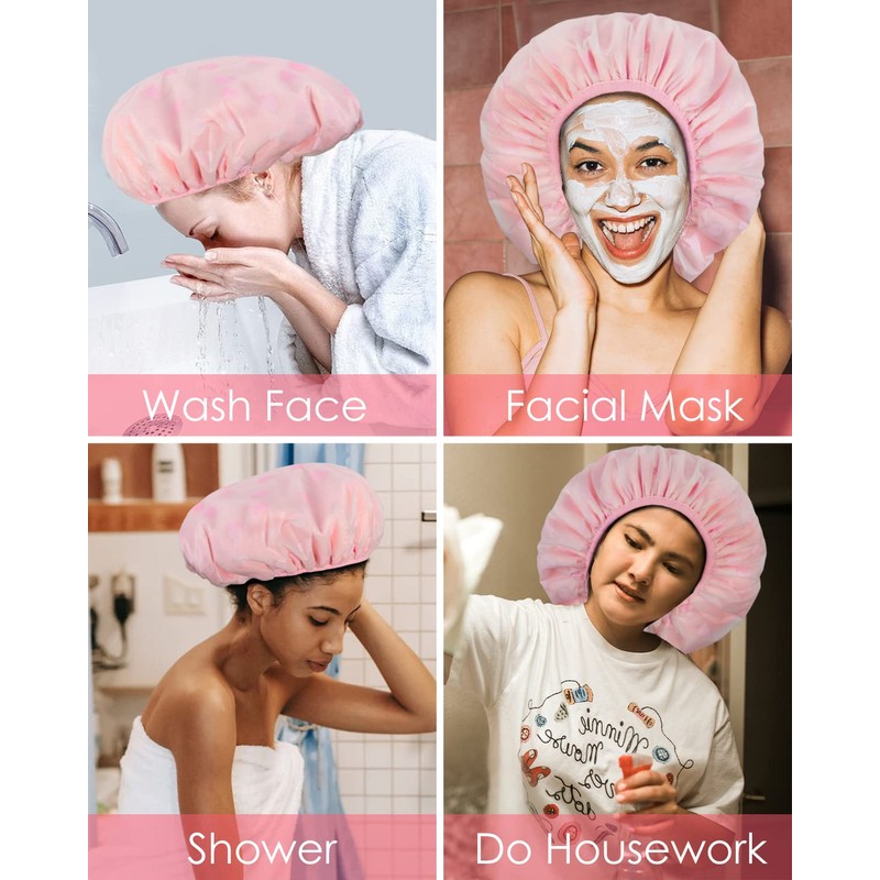 Auban Shower Cap, Shower Cap for Women Terry Cloth Lined
