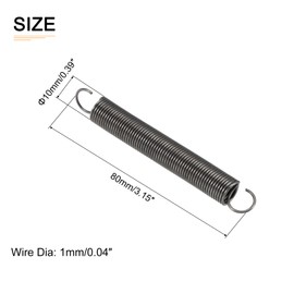 DTGN 1x10x80mm(WxODxL) Extension Spring - 4Pack - Good for Home Repair Machinery - Spring Steel Extended Compressed Spring - Grey