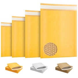 Amiff Yellow Kraft Bubble Mailer Envelopes, 9.5 x 13 Inches. 100 Pack Mail Padded Envelopes Self Seal. Waterproof Kraft Bubble Mailers. Tear-Resistant Mailing Envelope Padded. Sturdy Paper Mailer
