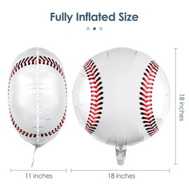 durony Durony 12 Pieces 18 inches Baseball Balloons - Foil Mylar Baseball Themed Party Decorations For Birthday Party Supplies