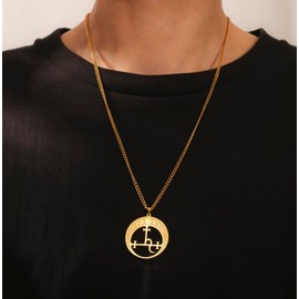 EUEAVAN Lilith Necklace for Women Sigil of Lilith Goddess Moon Phase Pendant Necklace Witch Pagan Hecate Mythology Amulet Triple Moon Goddess Jewelry Witchy Gifts Men (gold)