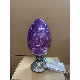 Gerson Lighted Mercury Glass Easter Egg w/ Stand (Purple)