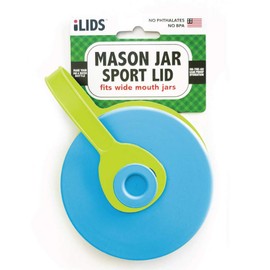 iLIDS Mason Jar Sport Lid, Wide Mouth, Sky Blue, Pack of 2