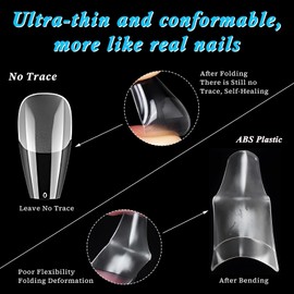 LoveOurHome 600pc Coffin Gel x Nail Tips Long Fake Nails Clear Press on Nails Long Coffin Soft Gel Nail Tips Full Cover Coffin False Nail Gel X Tips for Acrylic Nails Extension Press Nail Making