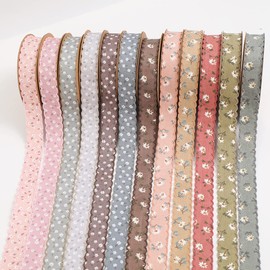 1 Roll of Lace Trimming Satin Ribbon, 2.5 cm x 7 cm Flower Cloth Vintage Decorative Lace Ribbon Decorative Ribbon for Gift Wrapping, Wedding, Party, Flower Packaging (Gold Little Daisy)