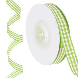 PATIKIL 10 Yards x 0.4" Gingham Plaid Ribbon, Dark Green and White Gift Wrapping Ribbons for Thanksgiving Bow Wreath Craft Birthday Wedding