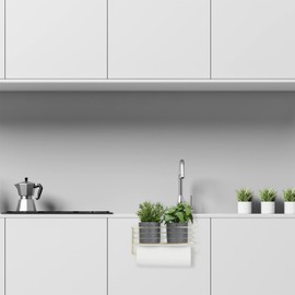 1 x Hanging Basket with Kitchen Roll Holder Storage Kitchen & Bathroom Wire Basket H x W x D: 18 x 31 x 17 cm Gold