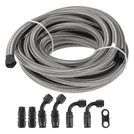 TUCKBOLD AN-6 Fuel Line Kit 20ft Vacuum Hose Automotive Fuel Hose Adapter 90 Degree Adapter 45 Degree Adapter 1 Set CPE Stainless Steel Braiding
