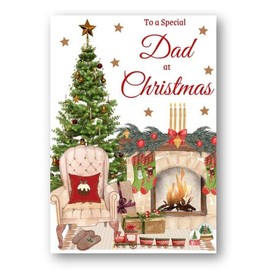 Second Ave Dad Christmas Home Fireplace Xmas Holiday Festive Greetings Card