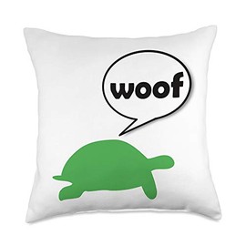 Woof Tortoise Turtle Woof Tortoise Barking Turtle Funny Nerd Throw Pillow, 18x18, Multicolor