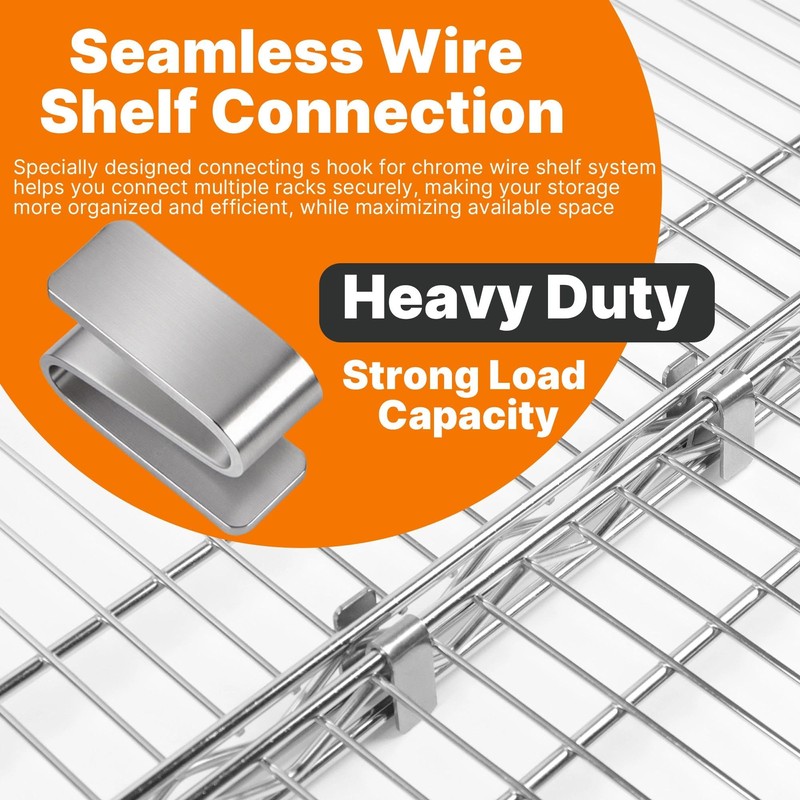 Yudylg 8 Pack Connecting S Hook for Wire Shelf System,Wire