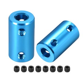sourcing map 2 Pieces 6.35 mm to 8 mm Bore Rigid Coupling Screw L25XD14 Aluminium Alloy Shaft Coupling Connector Motor Accessories Blue