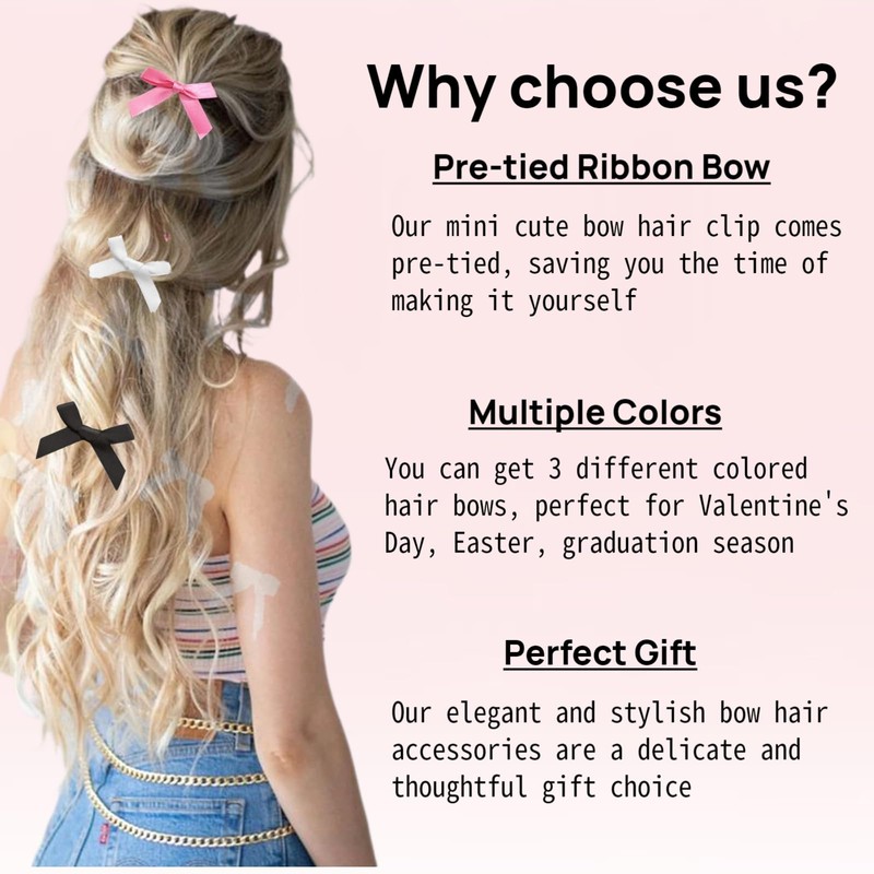 30Pc Hair Bows, Mini bow hair clip,Ribbon bow, Suitable for