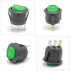12-Pack Rocker Toggle Switch with Green Light, ON/Off SPST 3Pin