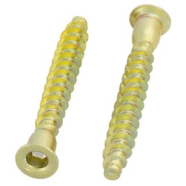 HEXATON Mounting Screws for Furniture Countersunk Head Hexagon Head 7 x 70 mm Pack of 50 Galvanised Yellow Full Thread Confirmat Screws Countersunk Head with Hexagon Socket Furniture Screws Cabinet