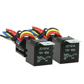 Kalmaegee 2Pack 12V 40A Relay with Relay Socket and Wiring Harness, 40AMP 12Volt 5Pin SPDT Automotive Relays Switch for Car Truck Motorcycle