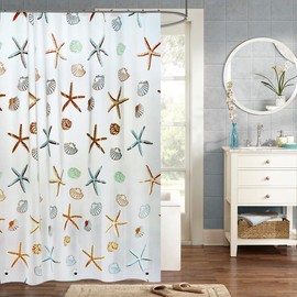 Plastic Shower Liner - Premium EVA Thickened Shower Curtain Liner with Rustproof Grommets and 3 Weighted Magnets, Waterproof Shower Curtain for Bathroom… (6G-Starfish, 72”*72”)