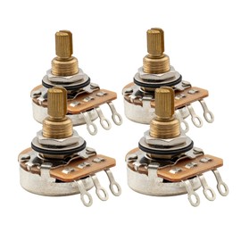 Musiclily Pro HD B500K Full Brass Inch Size Fine 24-Spline Split Shaft Pots Linear Taper Potentiometers for Electric Guitar Bass (Set of 4)