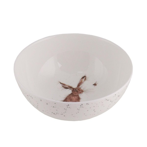 Wrendale Designs Porcelain Cereal Bowl, Deep Field Rabbit Motif, Approx. 15.5 cm D, Approx. 536 ml by British Artist Hannah Dale for Cereal, Dessert, Ice Cream, Snacks & Soups or as a Gift