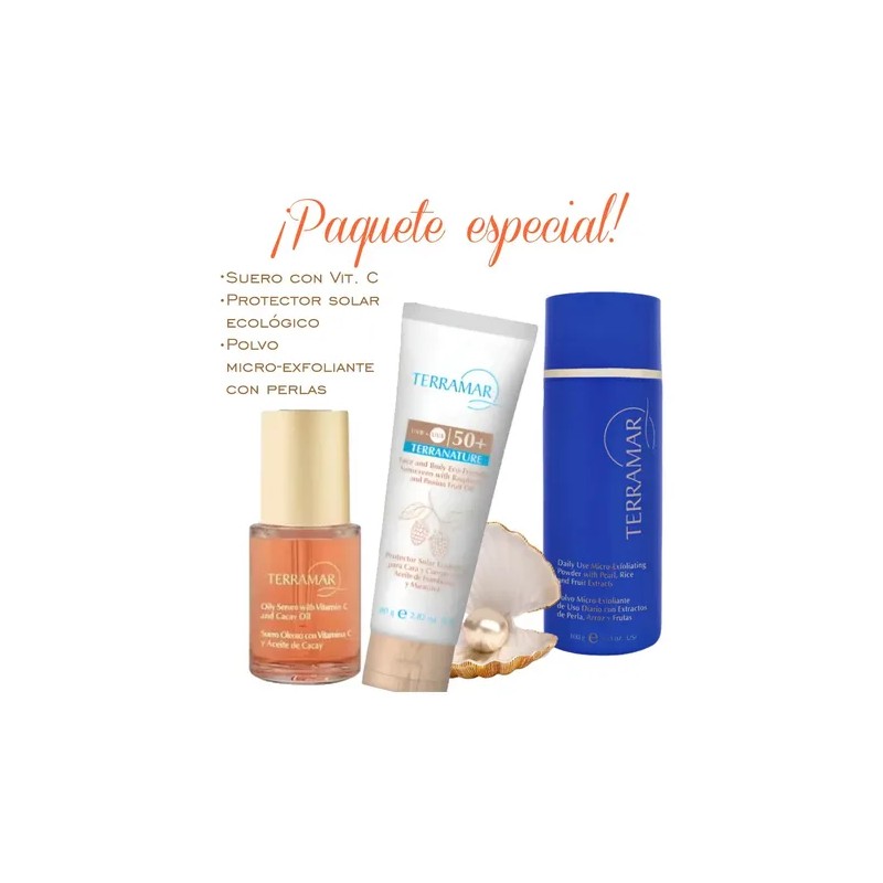 Bolso Terramar Vitamina C, Exfoliante, Bloqueador. Oferta