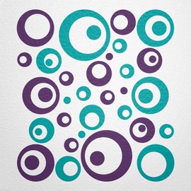 WANDfee® Wall Tattoo, Circles, Dots, 50 Stickers, Colour Choice For Children's Bedroom, Living Room, Hallway, Bathroom, Kitchen, Tile Stickers, turquoise