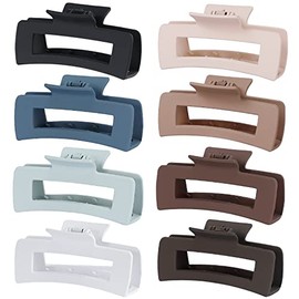 Pinzas grandes para el cabello de 4.1 pulgadas, 8 unidades, rectangulares para el cabello grueso, antideslizantes, rectangulares, acrílicas, plátanos,