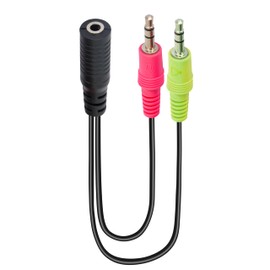 BIGtec Audio AUX Adapter Jack Y Splitter Cable Stereo 3.5 mm 23 cm CTIA 4-Pin TRRS Headphones Headset Computer PC Laptop Notebook 2 x 3.5 mm Male to 1 x 3.5 mm Female Jack Plug