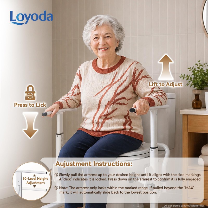 Loyoda Toilet Safety Rails for Seniors, 350 LBS Heavy Duty