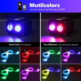 AMKI Dual Color 20W Twinkle Starlight Headliner Kit Mixed 710pcs*13.1ft Cables Fiber Optic Light Sound Activated APP/Remote Control for Car Roof Home Ceiling