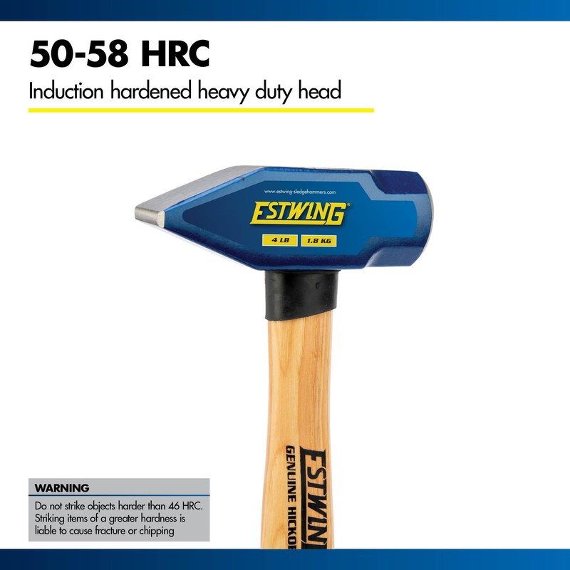 Estwing Blacksmith Hammer, 4 lb Head, 14" Hickory Wood Handle,